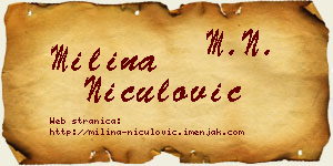 Milina Niculović vizit kartica